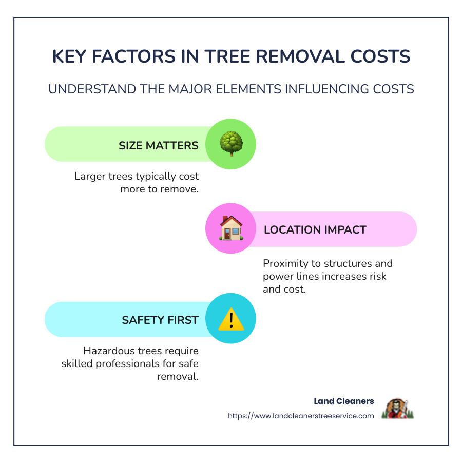 Infographic detailing cost factors and safety considerations in tree removal - how much does it cost to cut down a tree infographic infographic-line-3-steps-colors