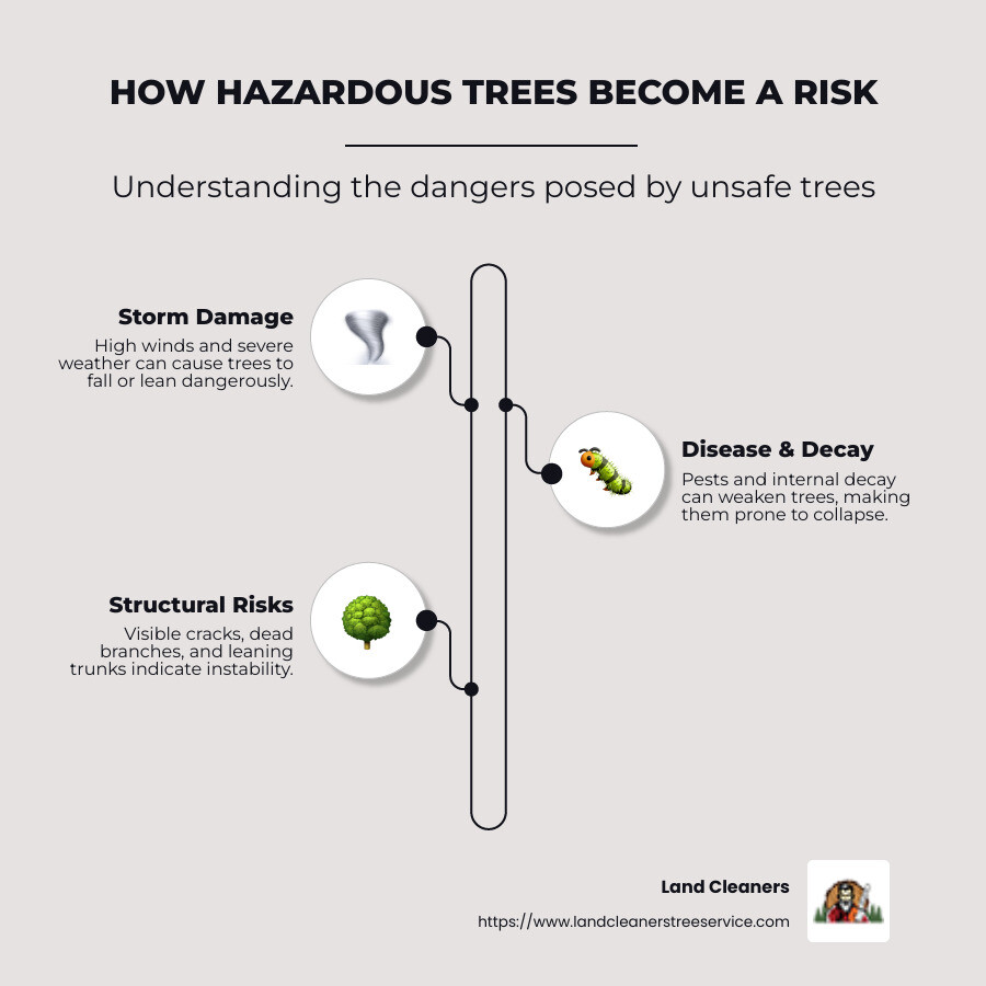 How Hazardous Trees Become a Risk - Hazardous tree removal services infographic infographic-line-3-steps-neat_beige