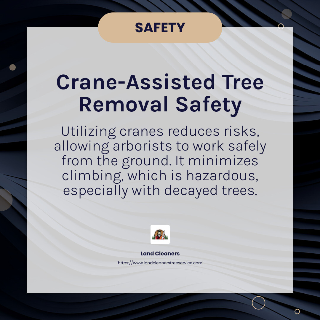 Safety in crane-assisted tree removal - crane-assisted tree removal infographic simple-info-card-dark