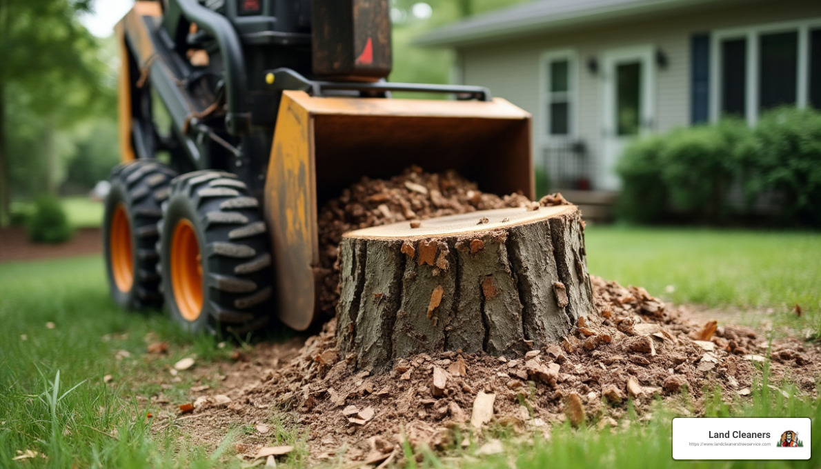 Stump Grinding Machine in Action - stump and root removal near me