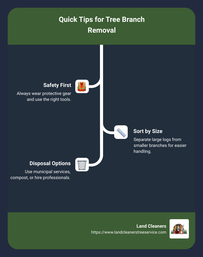 Steps to manage tree branch removal and disposal - tree branch removal infographic infographic-line-3-steps