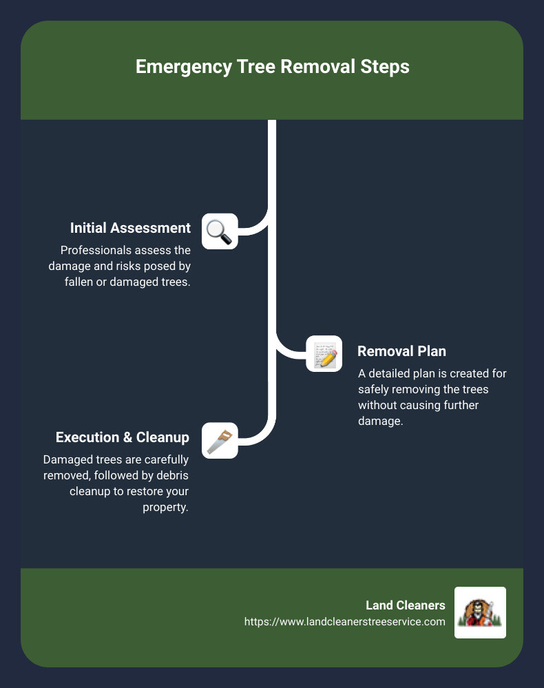 Emergency Tree Removal Infographic - Steps and Safety Tips - storm support emergency tree removal infographic infographic-line-3-steps